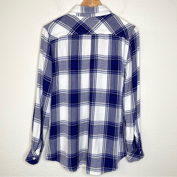 Rails plaid cobalt white button up long sleeve shirt top medium - Picture 4 of 10